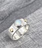 Opal Chunky Silver Ring, medieval style ring, unisex ring