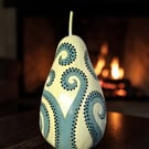 Sage Green & Custard Yellow Swirls Gourd Lamp