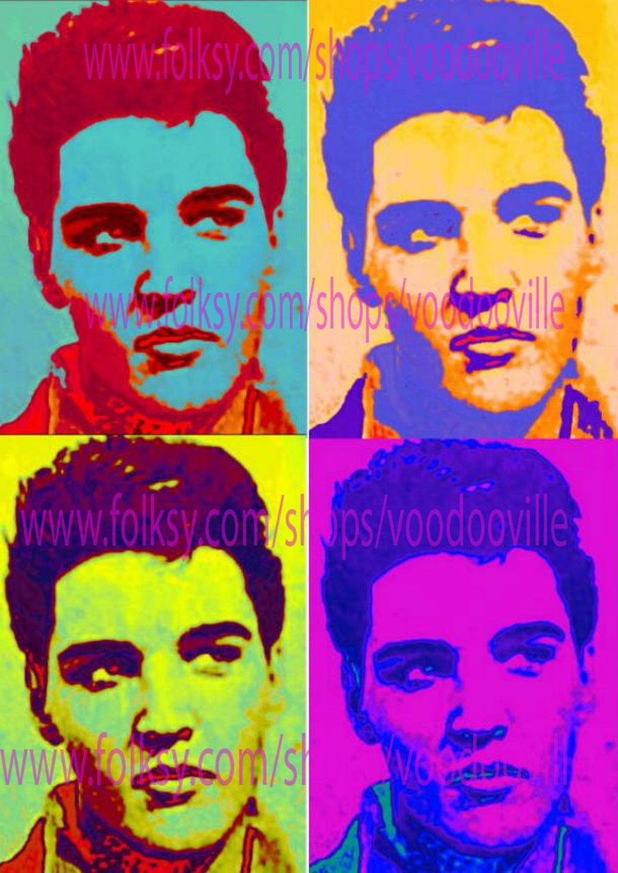 Elvis Presley multicoloured pop art print 11 x 8 inches