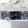 Dragonfly cuff bracelet, floral nature bangle, jewellery with dragonflies. B429