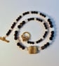 Obsidian Necklace With Silver Leaf Jasper And New Jade - Handmade In Devon - Image 1