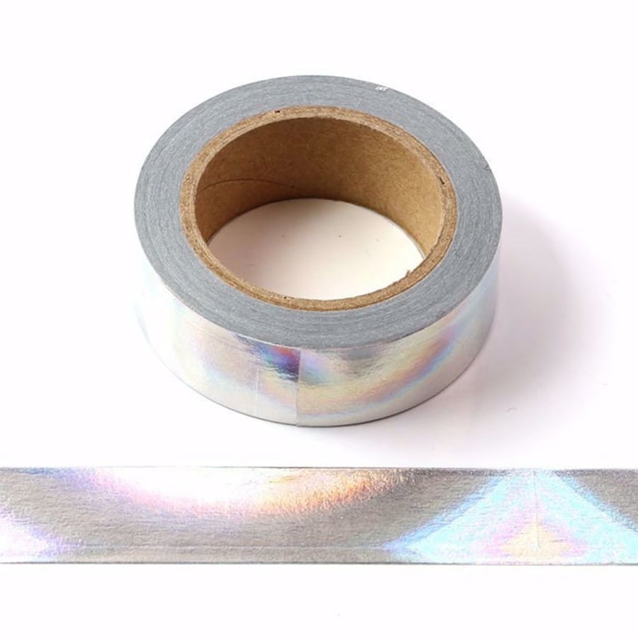 Silver Holographic Solid Foil Washi Tape Decorative Masking Tape 15mm x 10 Meter