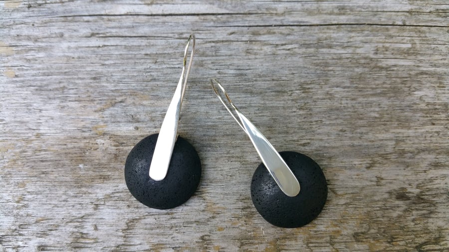 Sterling Silver and Lava Stone Earrings
