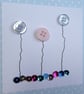 Pack of 3 Mini Blank Cards - Pastel Blue Button Flowers and Sequins - Image 7