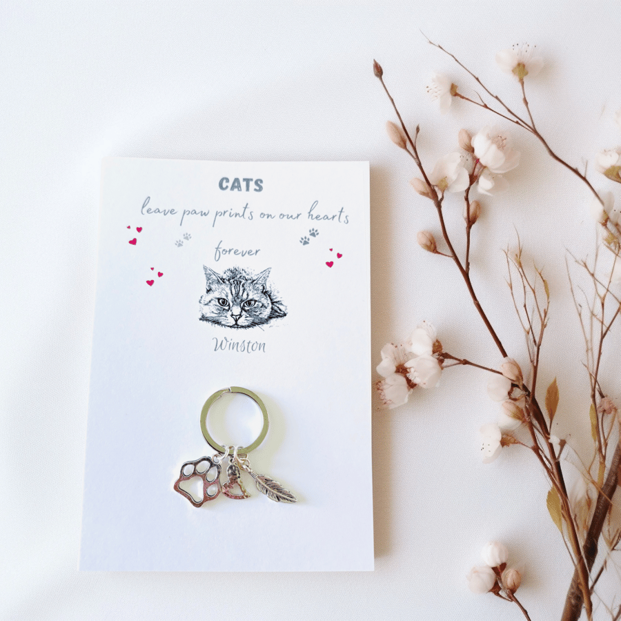 Cat Pet Loss Keyring Gift