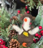 Handmade Knitted Mohair Goose Toy - Cozy Christmas Gift 14cm