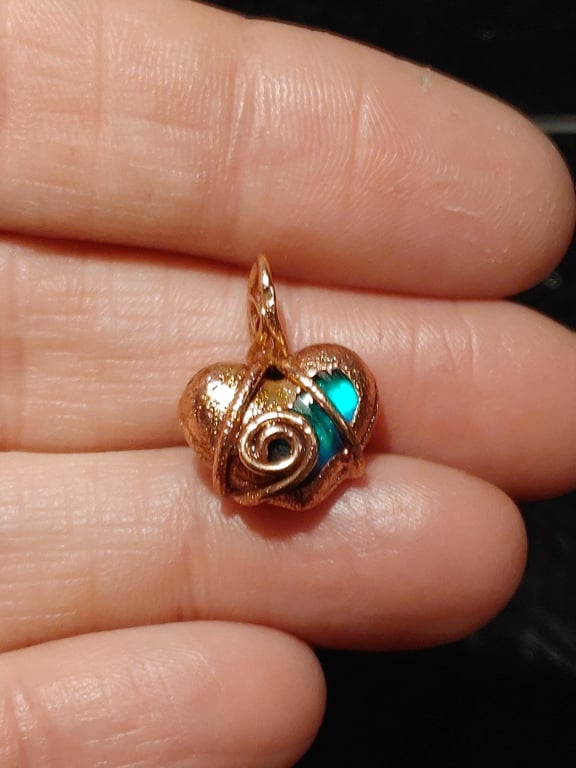 Small Aqua Heart Necklace 
