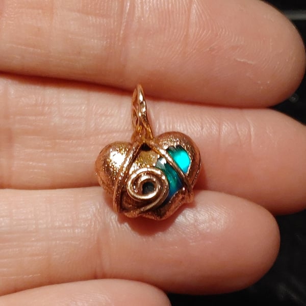 Small Aqua Heart Necklace 