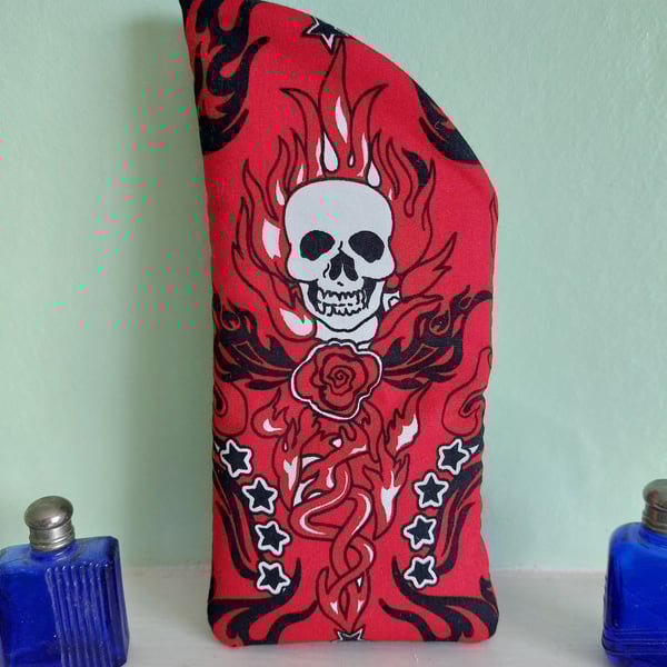 Goth Skulls Daggers Red Black Glasses Case 