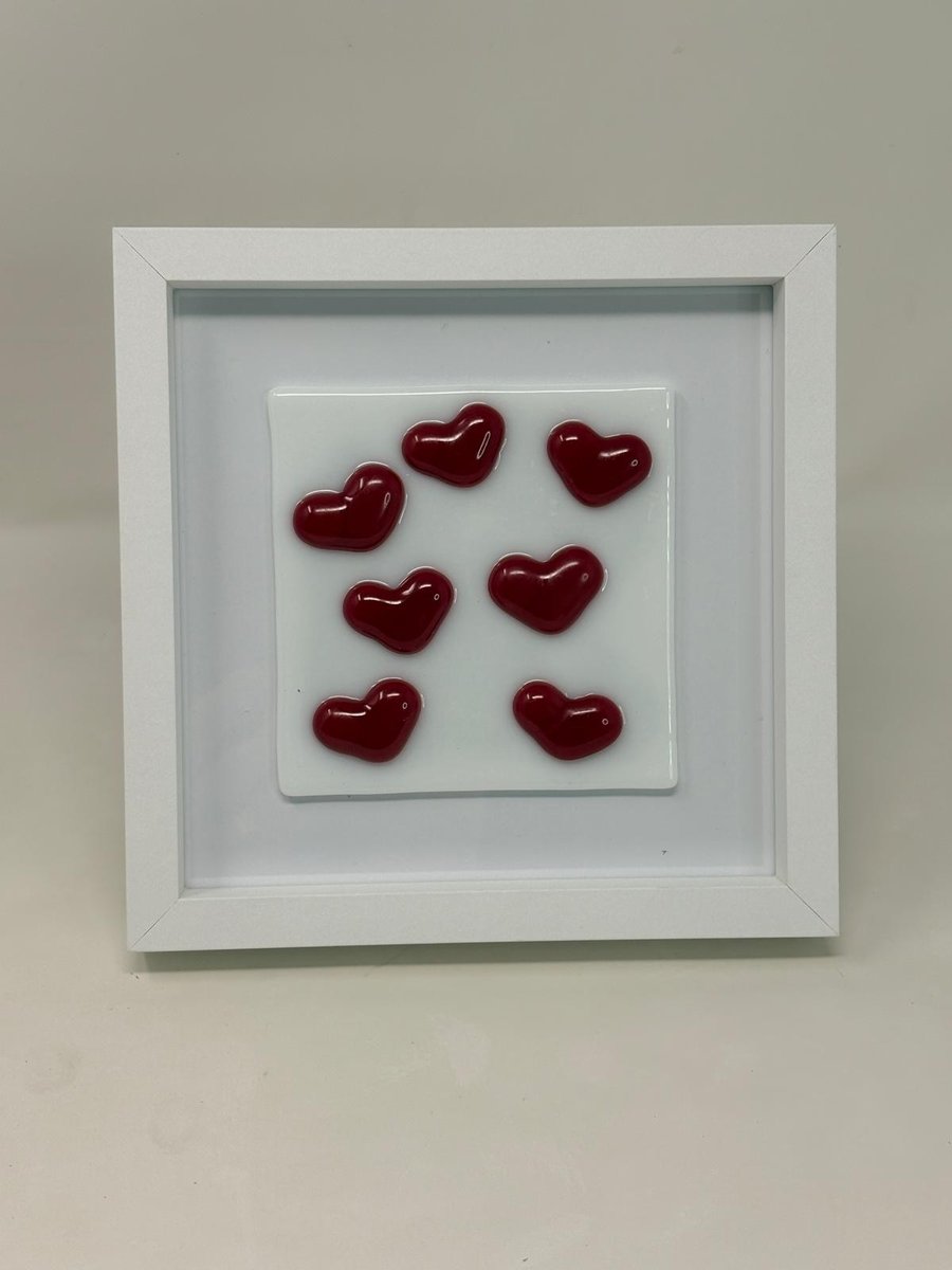 Framed Fused Glass Hearts