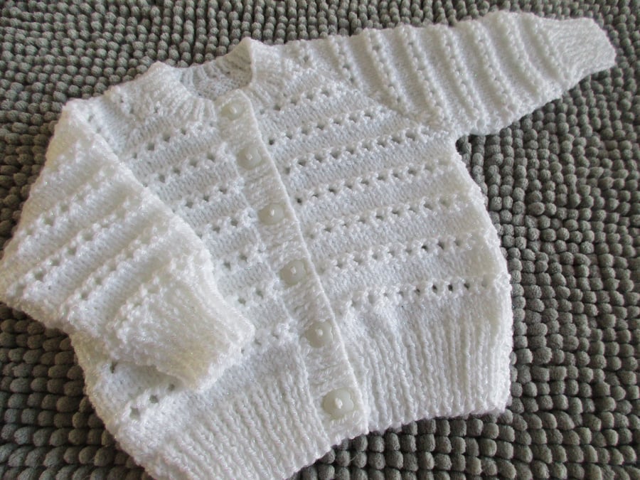 16"  Round Neck Eyelet Cardigan