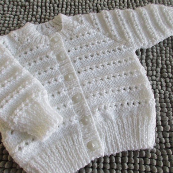 16"  Round Neck Eyelet Cardigan