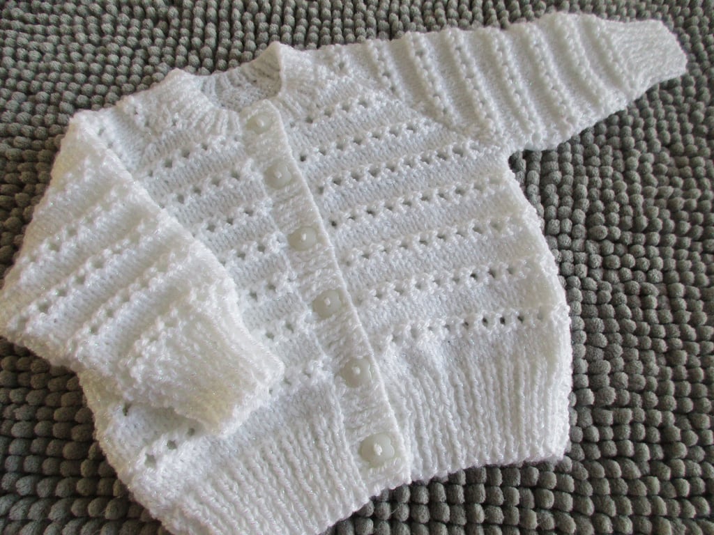 16"  Round Neck Eyelet Cardigan