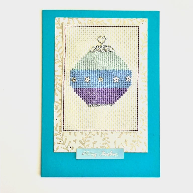 Christmas Bauble decoration Cross Stitch Christmas card
