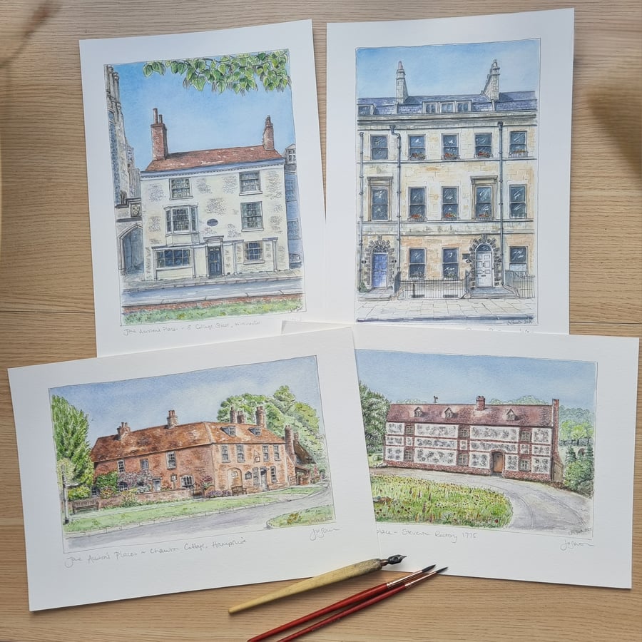 Jane Austen's Places BUNDLE OFFER.  Hand Signed Giclee Prints