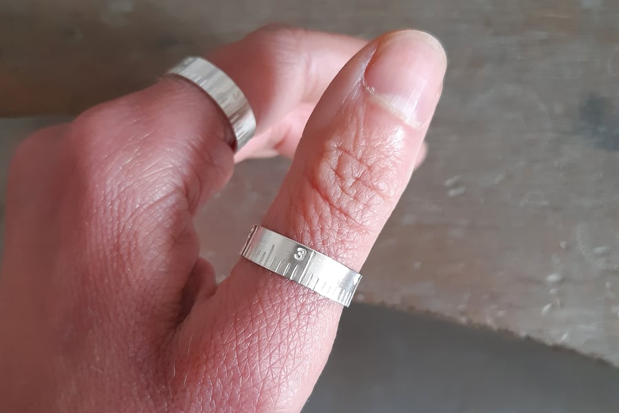 Measure ring, sewing ring, tape measure, silver ring