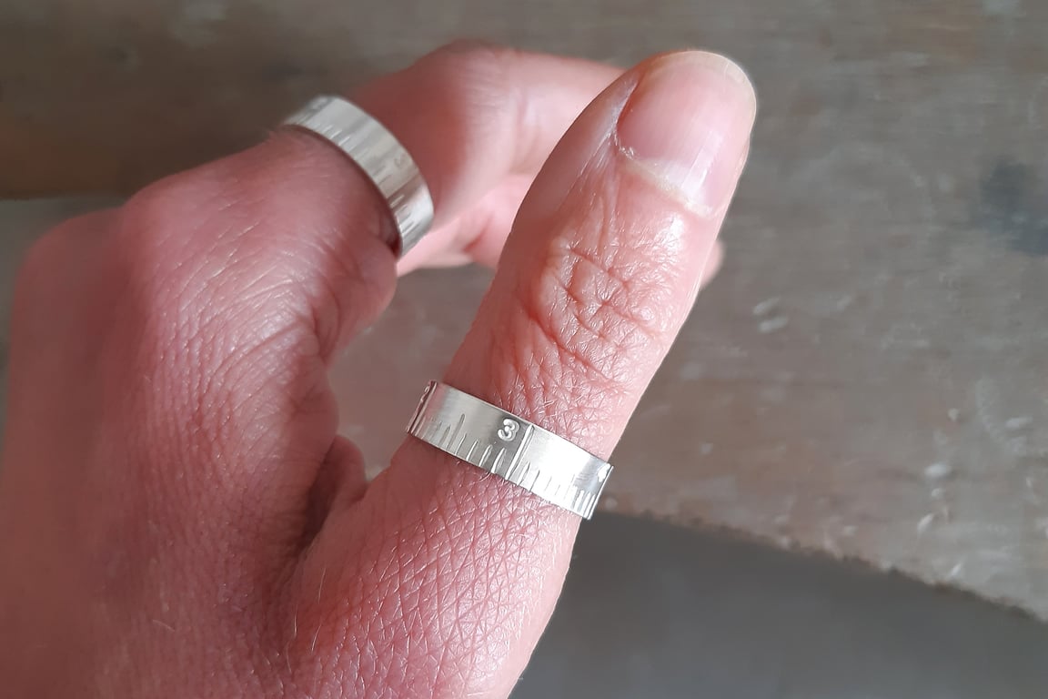 Measure ring, sewing ring, tape measure, silver ring