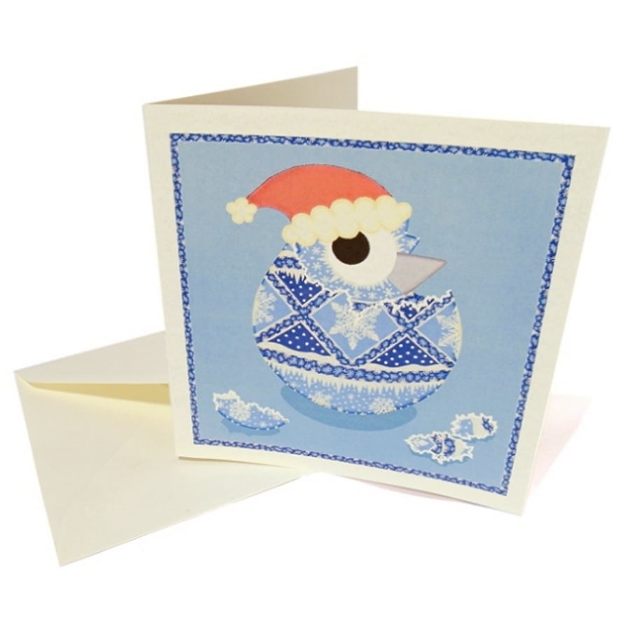 Winter Pysanka Christmas Card. Ukrainian inspired hatching egg card. CQ-XP