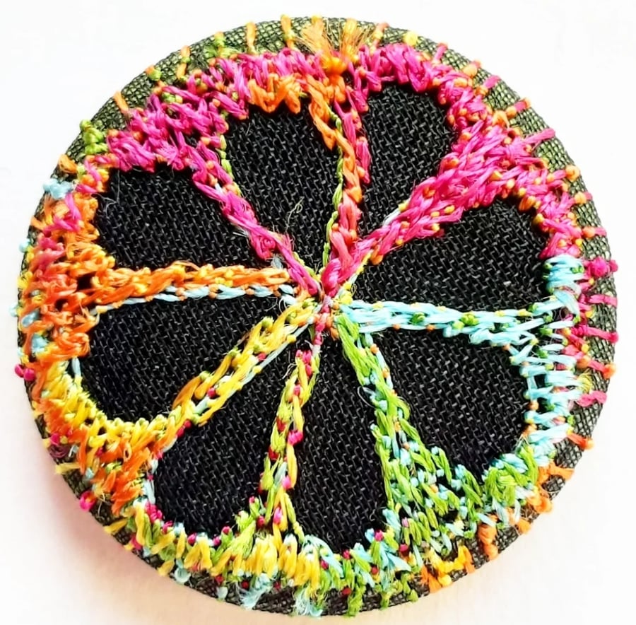 Buttons 1 inch button Hand Dyed Silks and Cottons Free Machine Embroidery Button