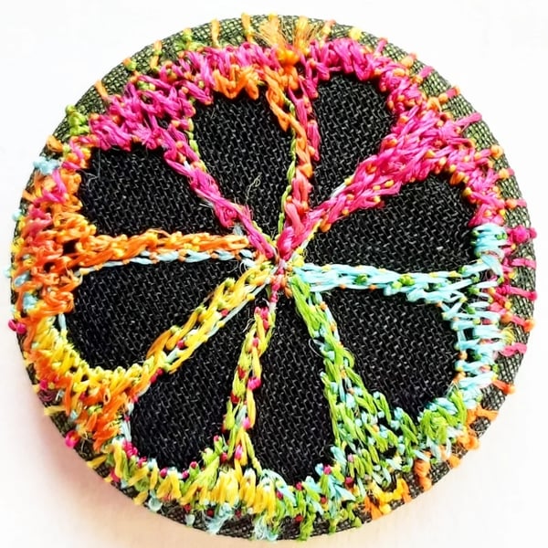 Buttons 1 inch button Hand Dyed Silks and Cottons Free Machine Embroidery Button