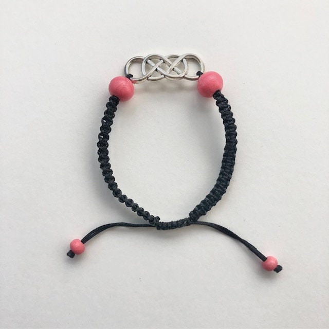 Macrame friendship bracelet with double infinity charm- adjustable