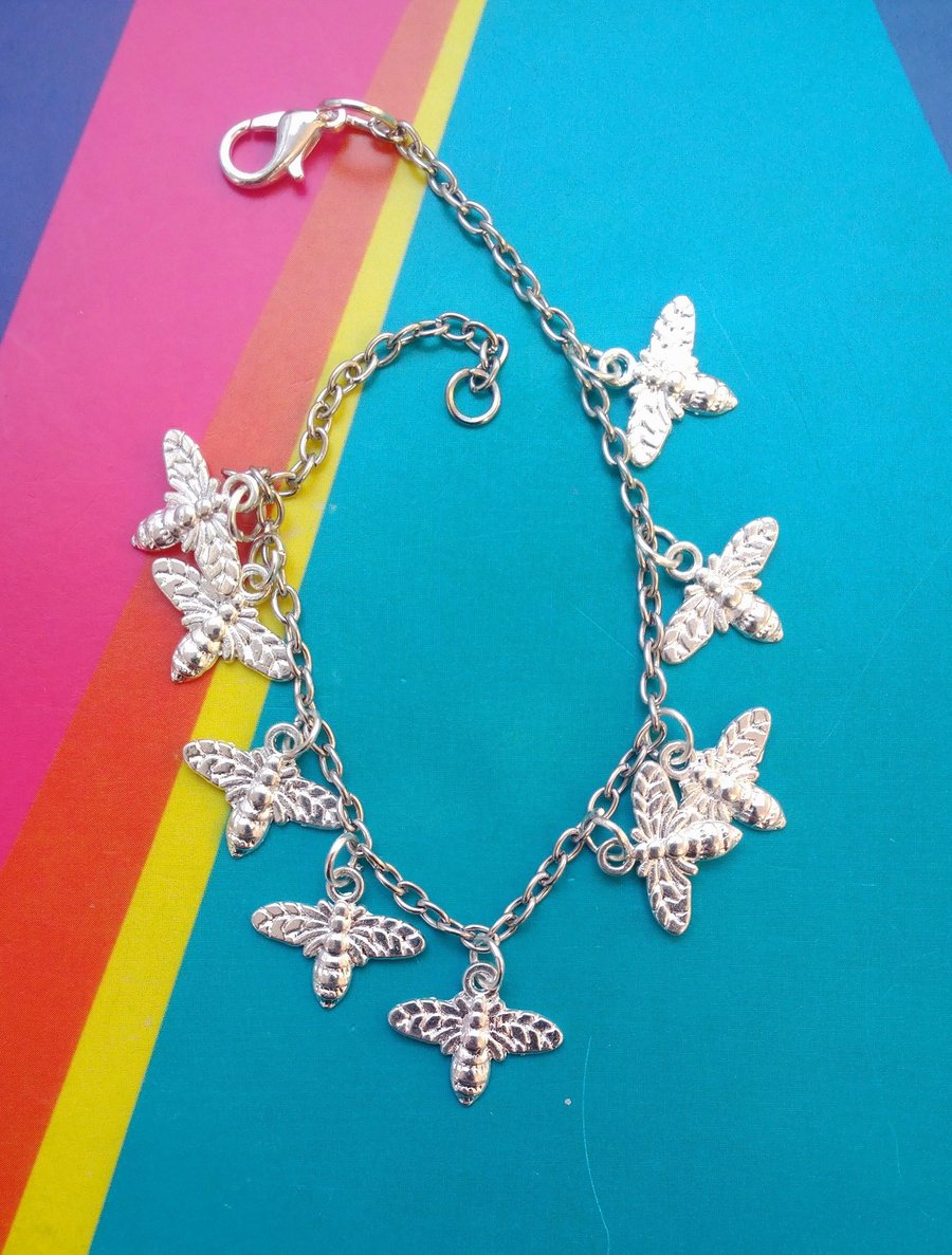 Tiny Bees Silver Bracelet