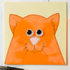 Cute Animal Ginger Cat Handmade Greeting Card