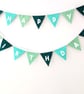 Felt Happy Birthday Bunting in Calming Sea Greens - Reusable Party Banner - Image 2
