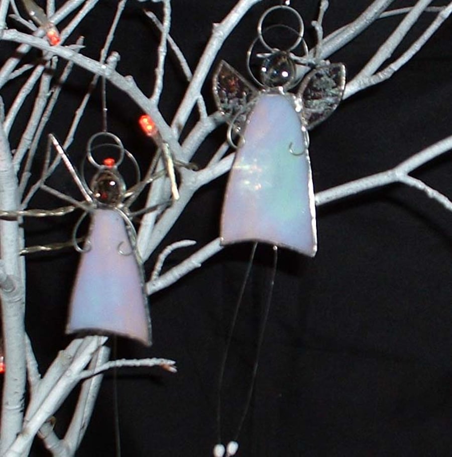 Handmade glass angel ornaments or Christmas decoration- single in white