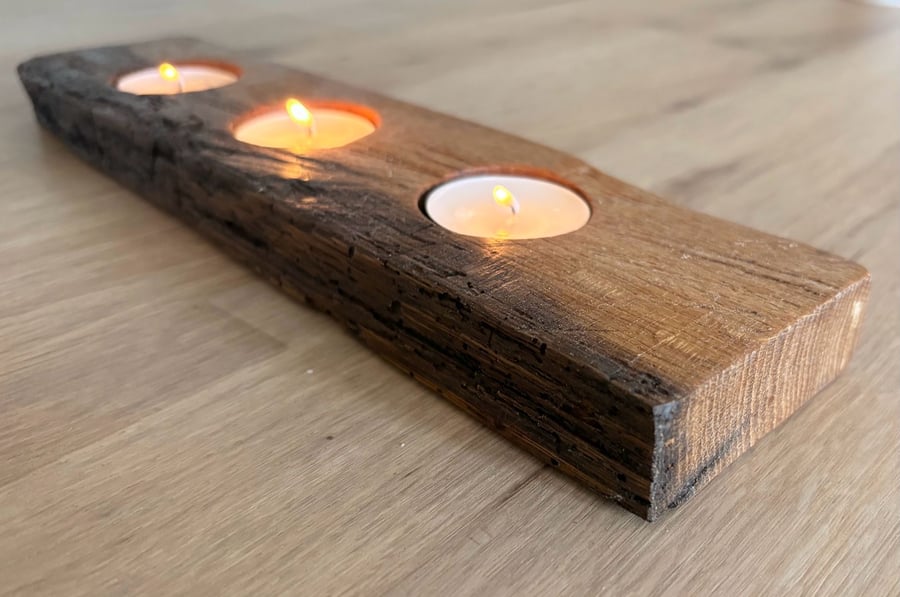 Oak candle - reclaimed from 150 year old oak beam