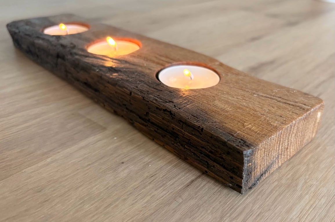 Oak candle - reclaimed from 150 year old oak beam