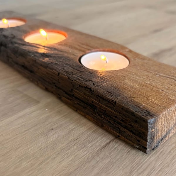 Oak candle - reclaimed from 150 year old oak beam
