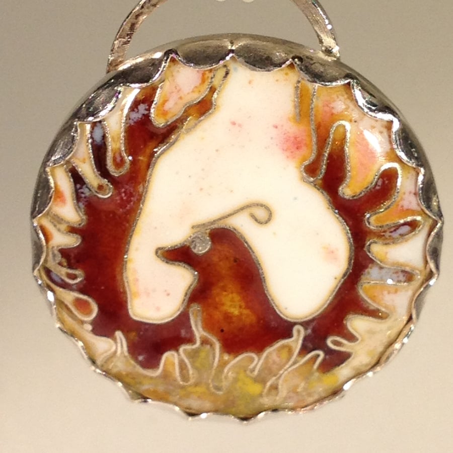 Phoenix - enamelled pendant