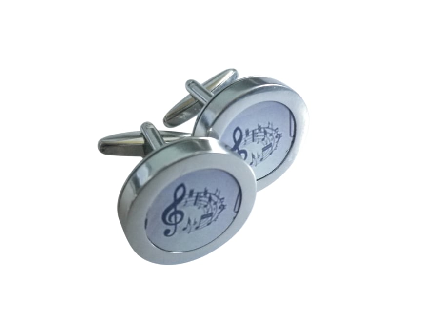 Music score cufflinks, great for a music enthusiast, free UK shipping Ref  4704