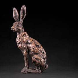Foundry Bronze Sitting Hare Animal Statue Small Bronze Metal Sculpture