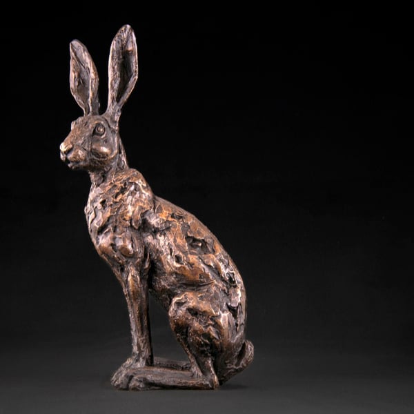 Foundry Bronze Sitting Hare Animal Statue Small Bronze Metal Sculpture