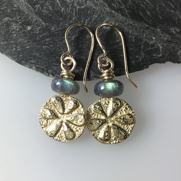 9ct gold and labradorite Bloom earrings