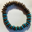 Turquoise & Brown Discs Bracelet