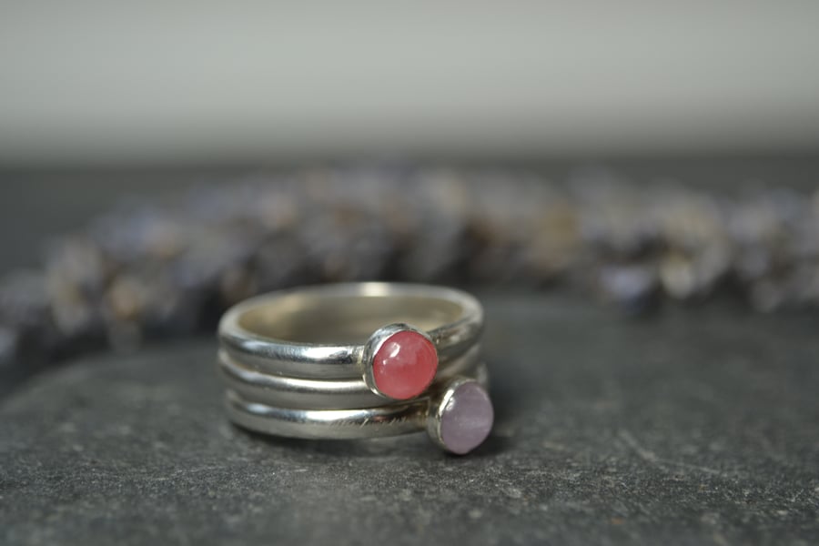 Sterling silver stacking rings - heather