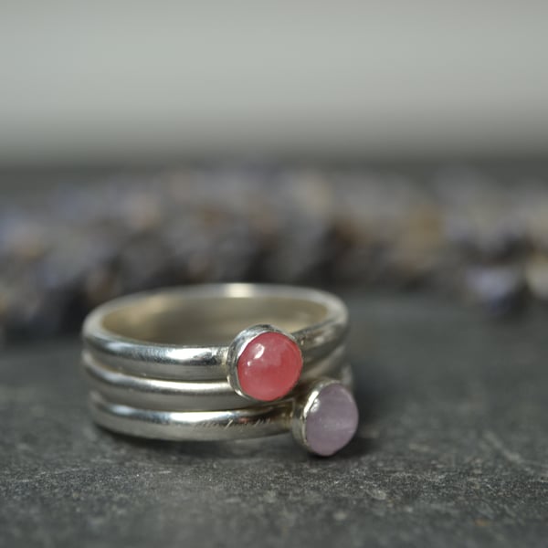 Sterling silver stacking rings - heather - Folksy