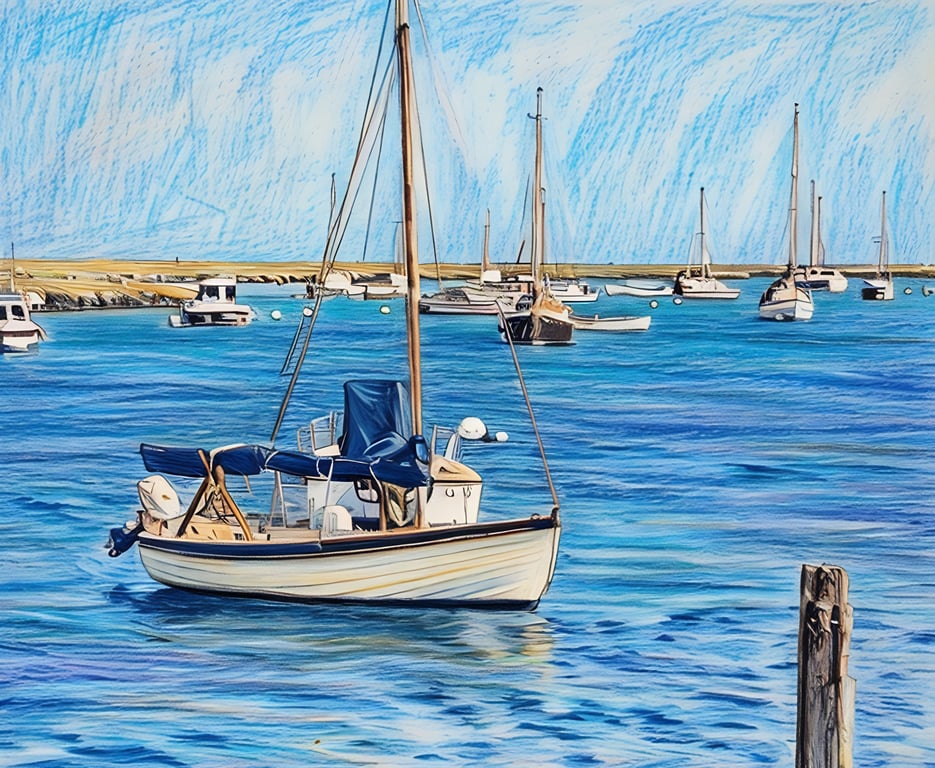 Boats on  Harbour Wells-Next-Sea Norfolk Greeting Card A5 