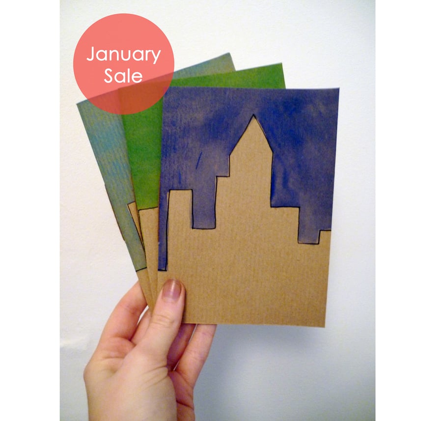 Sale - Free Postage - Set of Three Cityscape Notebooks