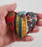 Bright Boho Floral Heart Decoration in Vintage Cotton - Image 3