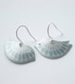 Bird earrings with seed print in grey and silver - Image 2