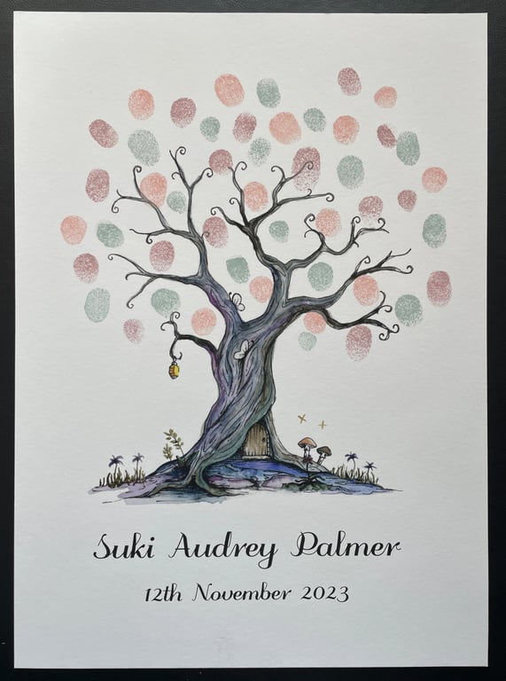 Magical tree fingerprint guest book