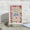 Hand-stitched card pretty floral cotton lawn background and embroidered details