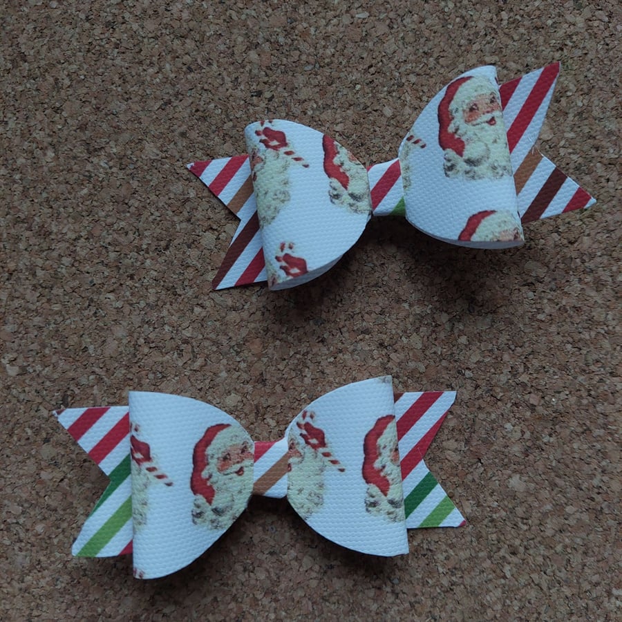 Father Christmas and candy cane stripe bow