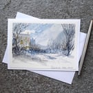 Blank Card. Handpainted Watercolour OOAK  Cottage