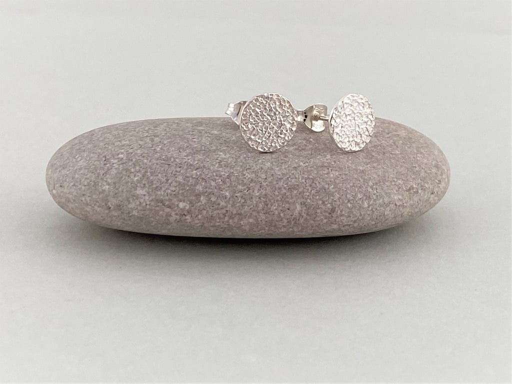 Textured Sterling Silver Stud Earrings