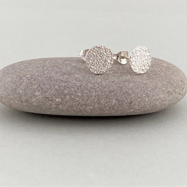 Textured Sterling Silver Stud Earrings